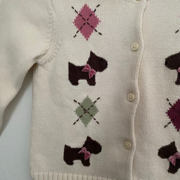 Gymboree Scottie Surprise Cardigan Sweater Girls Toddler Cream Argyle 5T - Picture 5 of 6